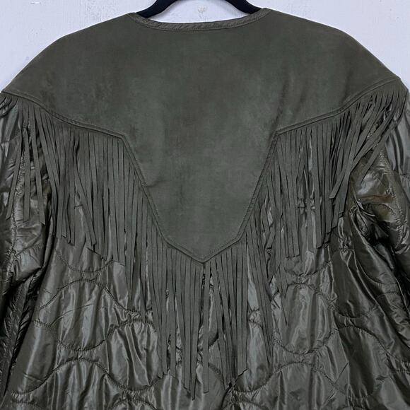 MOTHER The Tip Off Fringed Faux Suede Quilted Shell Jacket Size XS NWOT - Picture 9 of 16